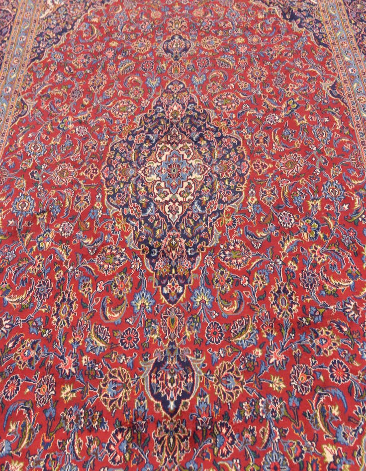 Detail image of 9' 8 x 12' 9 Hand Knotted Kashan Persian Wool Rug