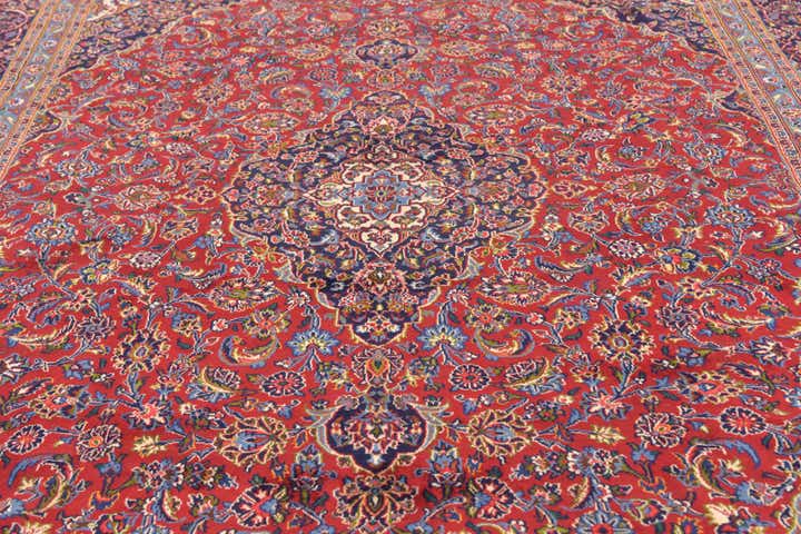9' 8 x 12' 9 Hand Knotted Kashan Persian Wool Rug