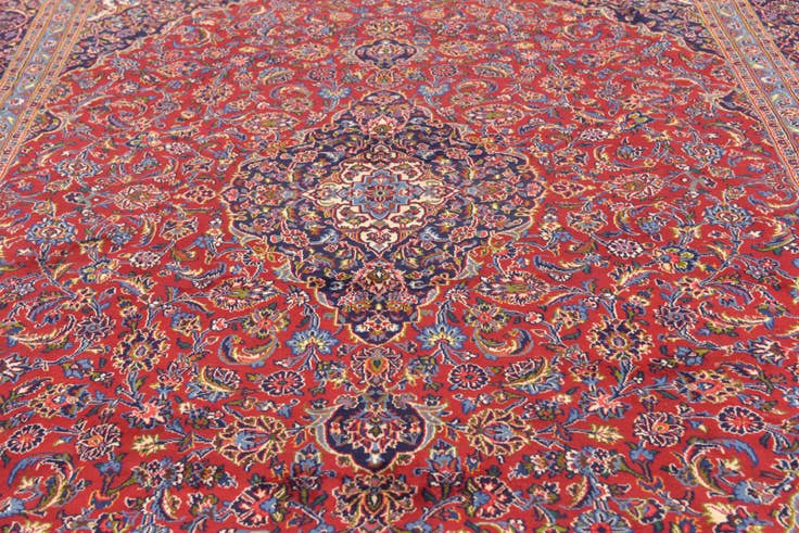 Detail image of 9' 8 x 12' 9 Hand Knotted Kashan Persian Wool Rug
