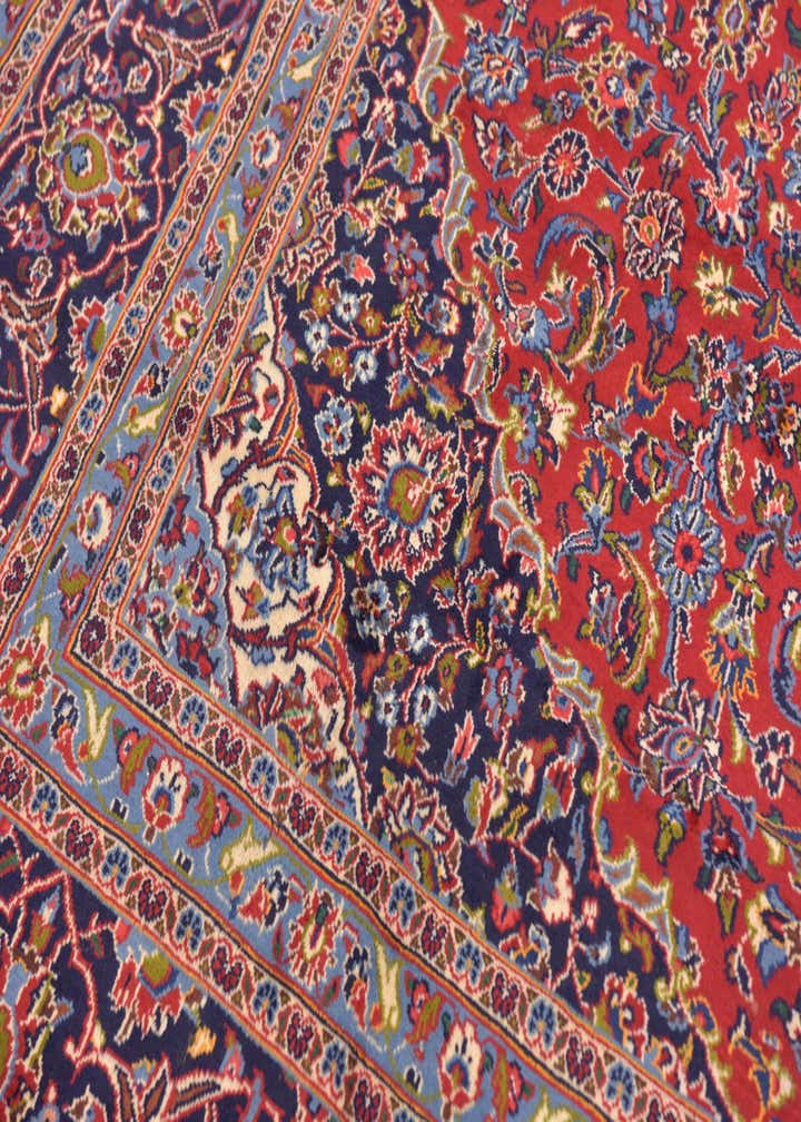 9' 8 x 12' 9 Hand Knotted Kashan Persian Wool Rug