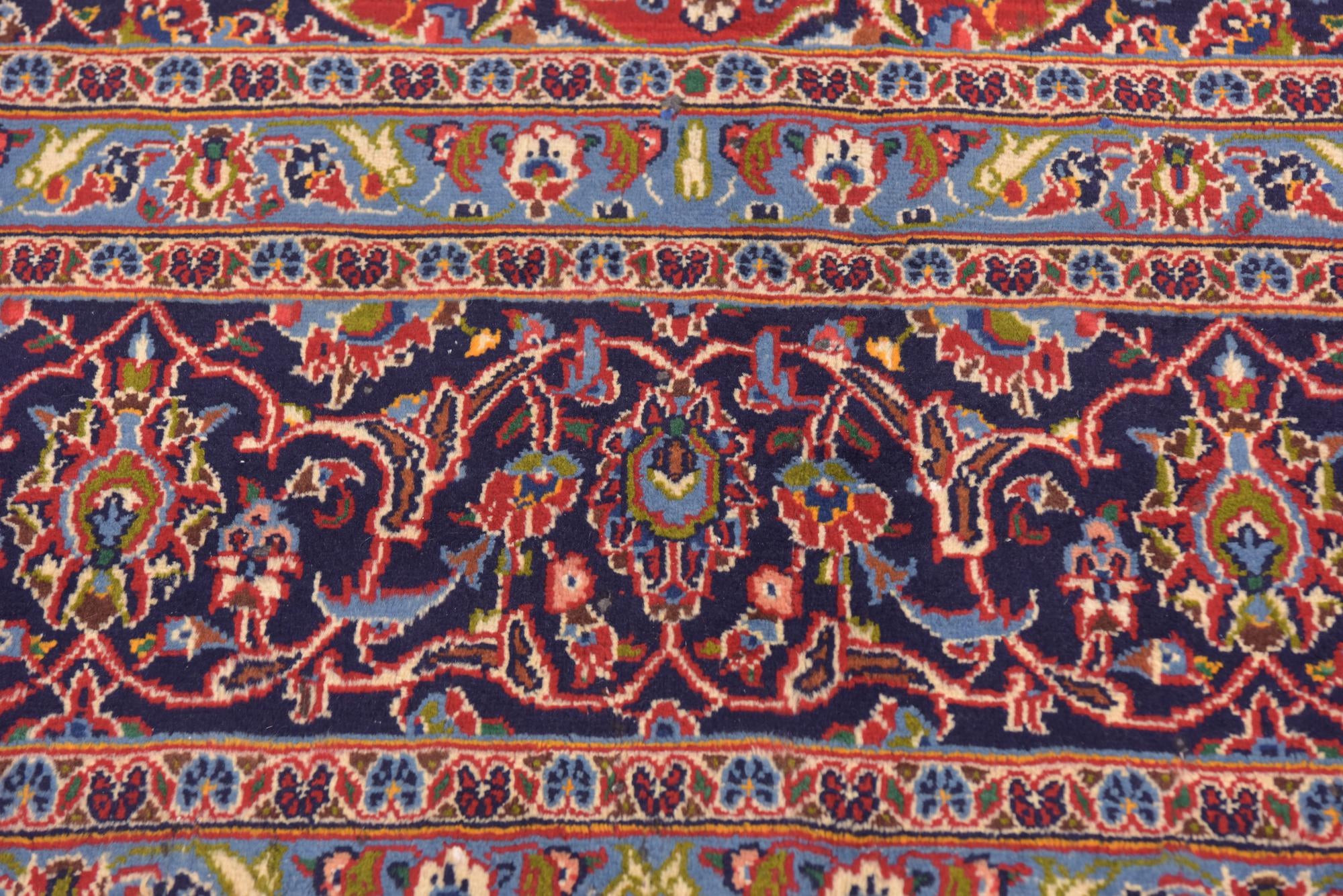 9' 8 x 12' 9 Hand Knotted Kashan Persian Wool Rug