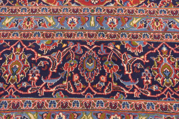 9' 8 x 12' 9 Hand Knotted Kashan Persian Wool Rug