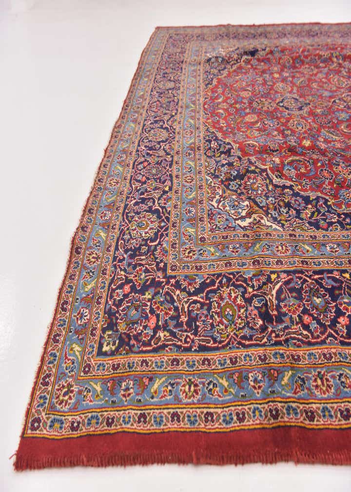 9' 8 x 12' 9 Hand Knotted Kashan Persian Wool Rug