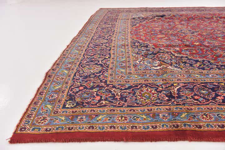 9' 8 x 12' 9 Hand Knotted Kashan Persian Wool Rug
