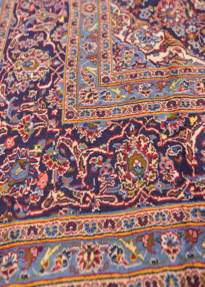 9' 8 x 12' 9 Hand Knotted Kashan Persian Wool Rug