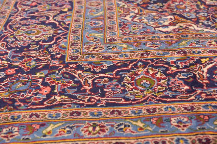9' 8 x 12' 9 Hand Knotted Kashan Persian Wool Rug