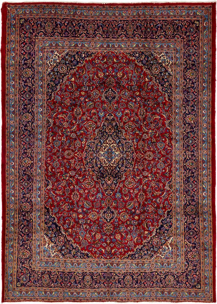 9' 8 x 12' 9 Hand Knotted Kashan Persian Wool Rug