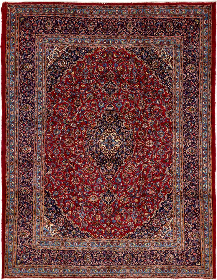 Detail image of 9' 8 x 12' 9 Hand Knotted Kashan Persian Wool Rug