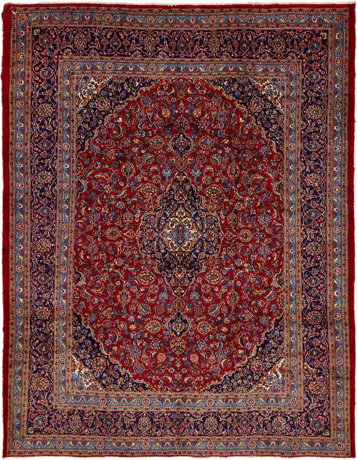 9' 8 x 12' 9 Hand Knotted Kashan Persian Wool Rug