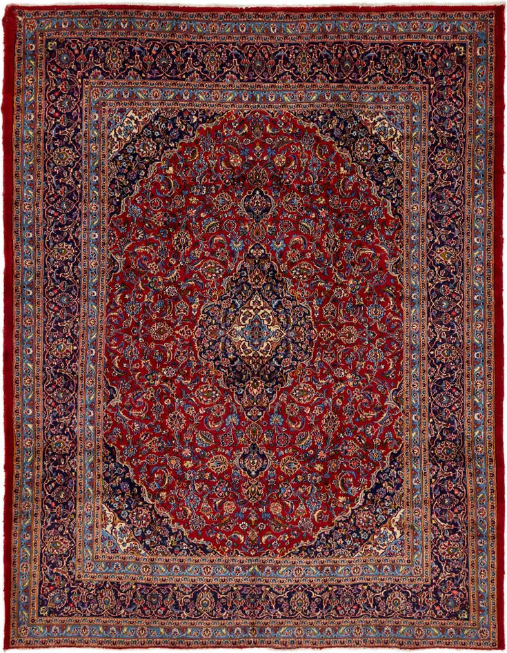 Detail image of 9' 8 x 12' 9 Hand Knotted Kashan Persian Wool Rug