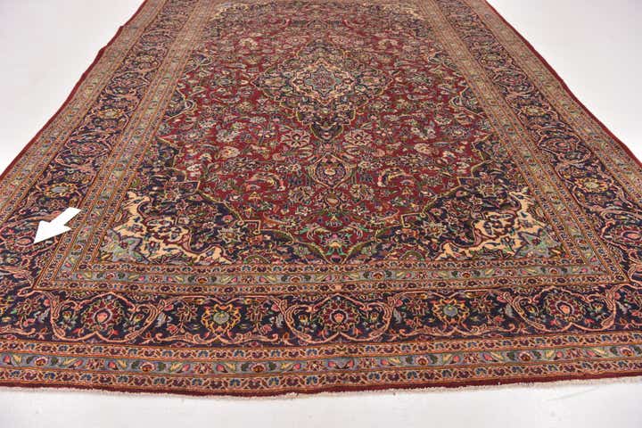 9' 7 x 13' 8 Hand Knotted Kashan Persian Wool Rug