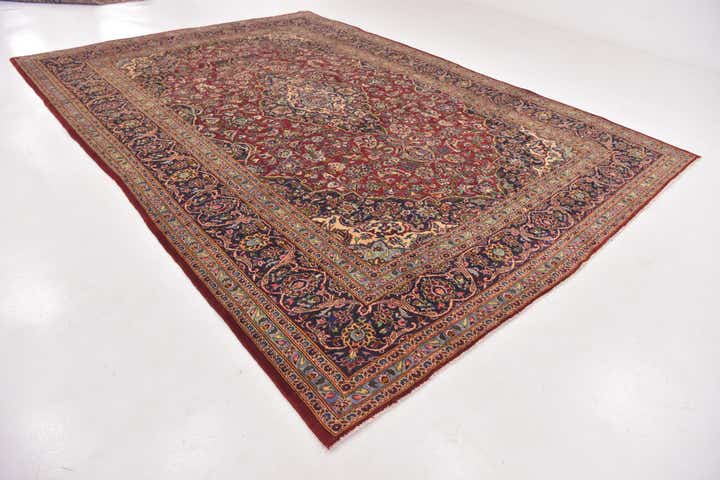 9' 7 x 13' 8 Hand Knotted Kashan Persian Wool Rug