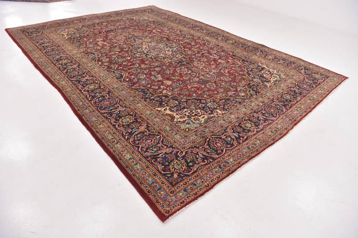 Detail image of 9' 7 x 13' 8 Hand Knotted Kashan Persian Wool Rug