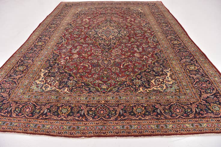 Detail image of 9' 7 x 13' 8 Hand Knotted Kashan Persian Wool Rug