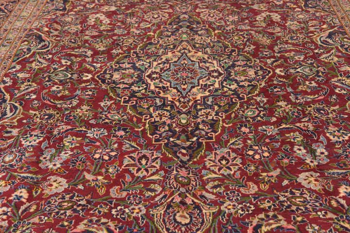 9' 7 x 13' 8 Hand Knotted Kashan Persian Wool Rug