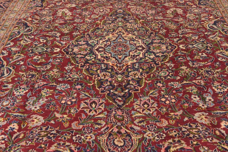 Detail image of 9' 7 x 13' 8 Hand Knotted Kashan Persian Wool Rug