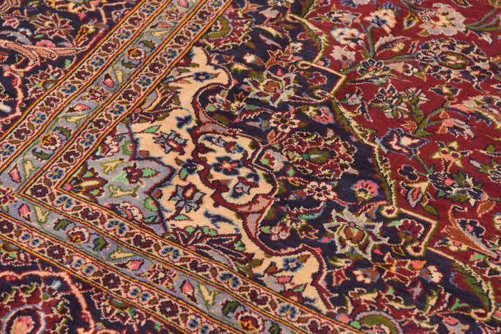 9' 7 x 13' 8 Hand Knotted Kashan Persian Wool Rug