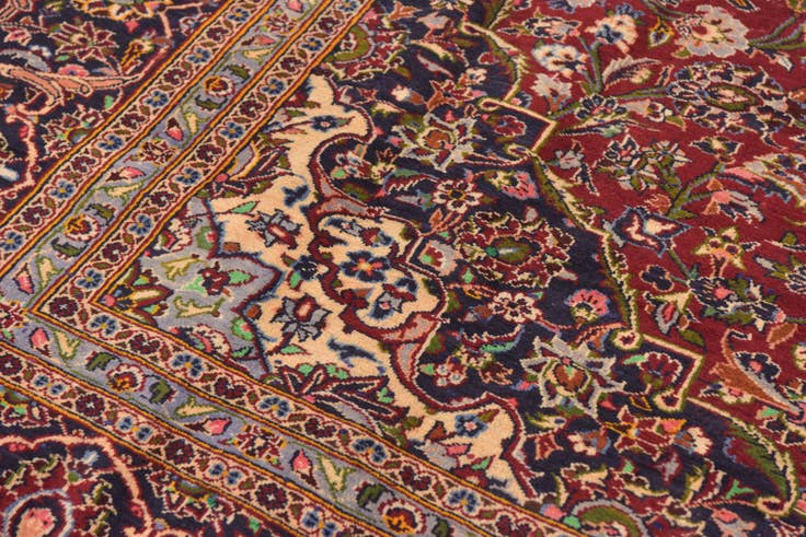 Detail image of 9' 7 x 13' 8 Hand Knotted Kashan Persian Wool Rug