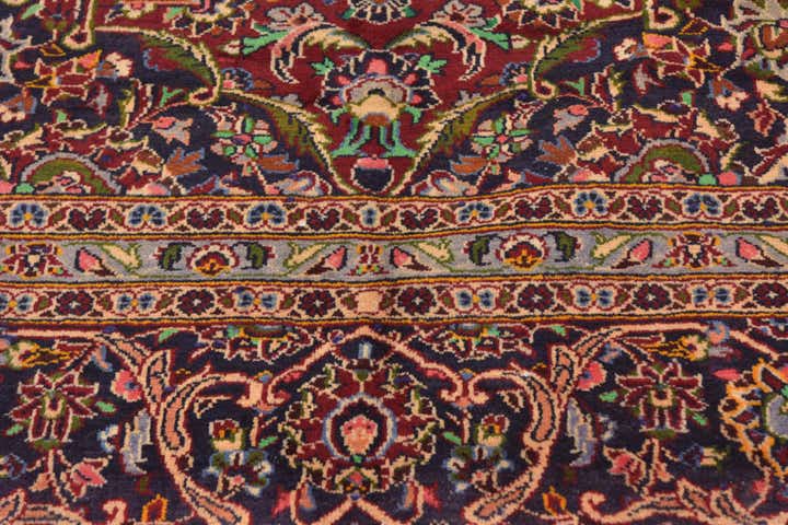 9' 7 x 13' 8 Hand Knotted Kashan Persian Wool Rug