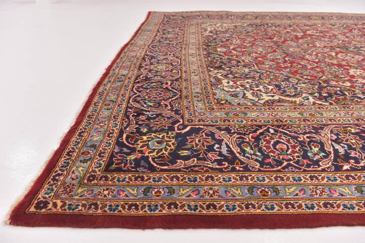 Detail image of 9' 7 x 13' 8 Hand Knotted Kashan Persian Wool Rug