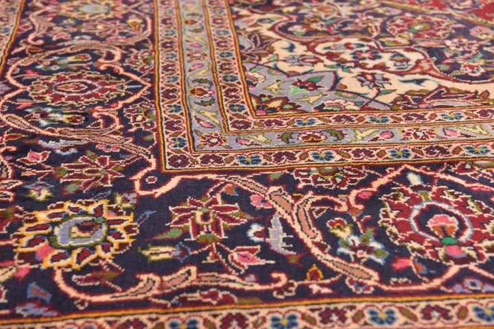 9' 7 x 13' 8 Hand Knotted Kashan Persian Wool Rug