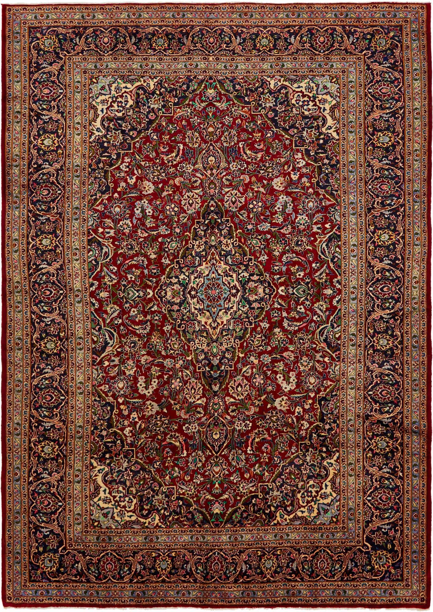 9' 7 x 13' 8 Hand Knotted Kashan Persian Wool Rug