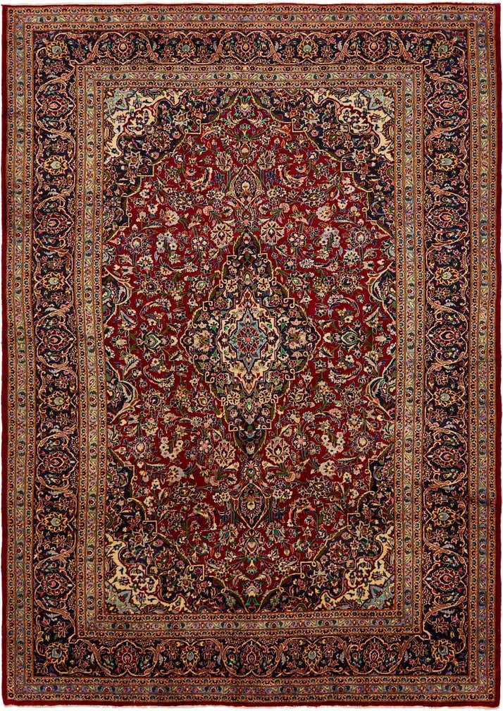 9' 7 x 13' 8 Hand Knotted Kashan Persian Wool Rug