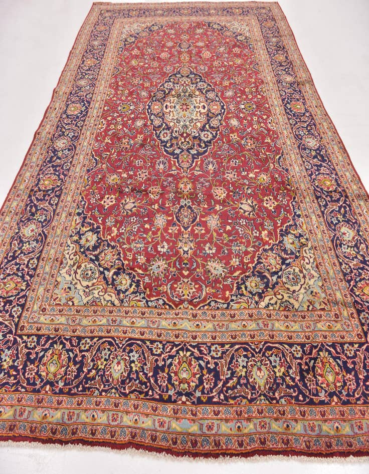 Detail image of 9' 6 x 13' 7  Hand Knotted Kashan Persian Wool Rug