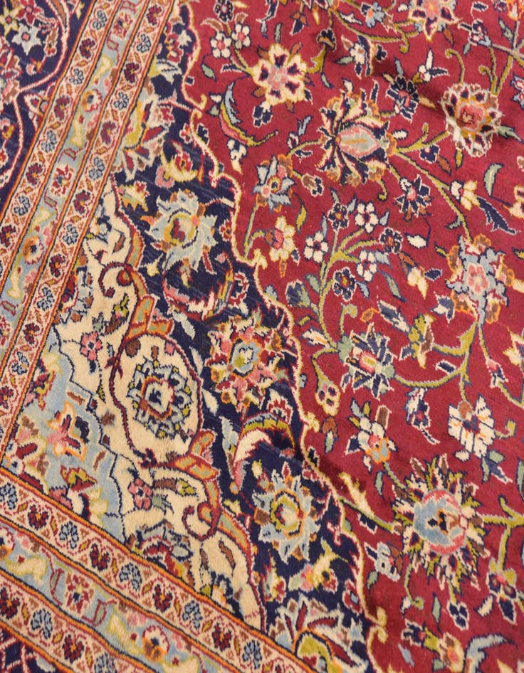 Detail image of 9' 6 x 13' 7  Hand Knotted Kashan Persian Wool Rug