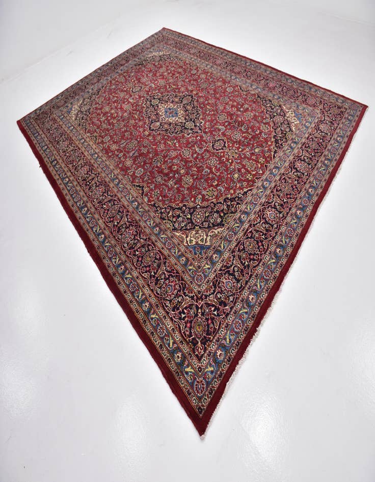 Detail image of 9' 9 x 12' 8 Hand Knotted Kashan Persian Wool Rug