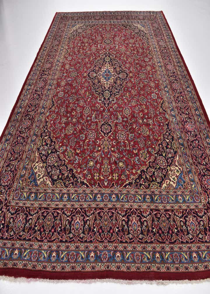 9' 9 x 12' 8 Hand Knotted Kashan Persian Wool Rug