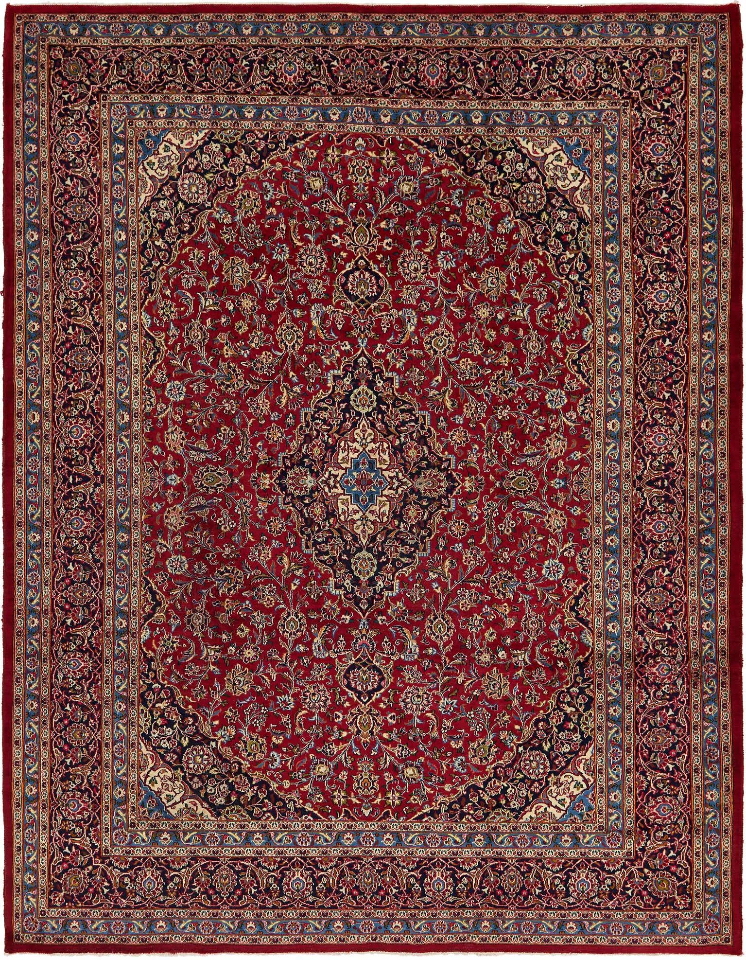 9' 9 x 12' 8 Hand Knotted Kashan Persian Wool Rug