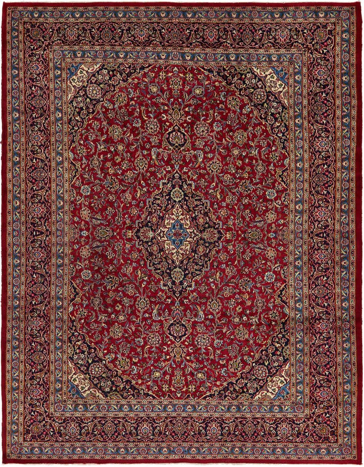 Detail image of 9' 9 x 12' 8 Hand Knotted Kashan Persian Wool Rug