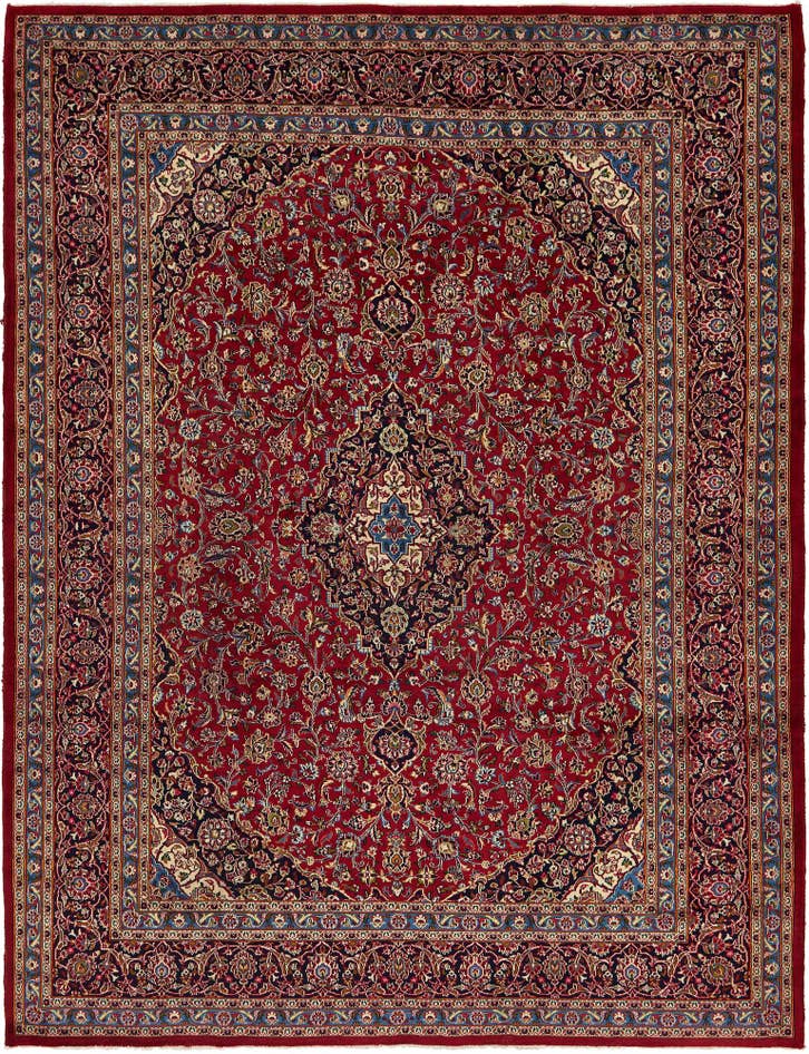 Detail image of 9' 9 x 12' 8 Hand Knotted Kashan Persian Wool Rug