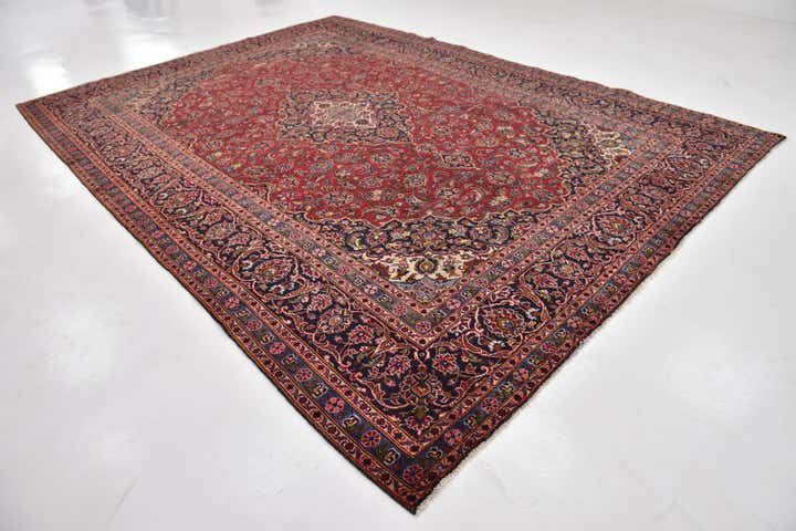 9' 6 x 13' 4 Hand Knotted Kashan Persian Wool Rug