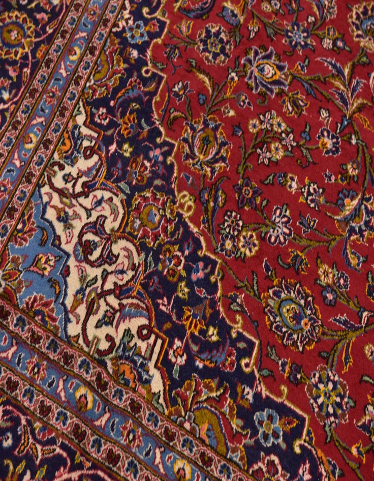 Detail image of 10' x 12' 8 Hand Knotted Kashan Persian Wool Rug