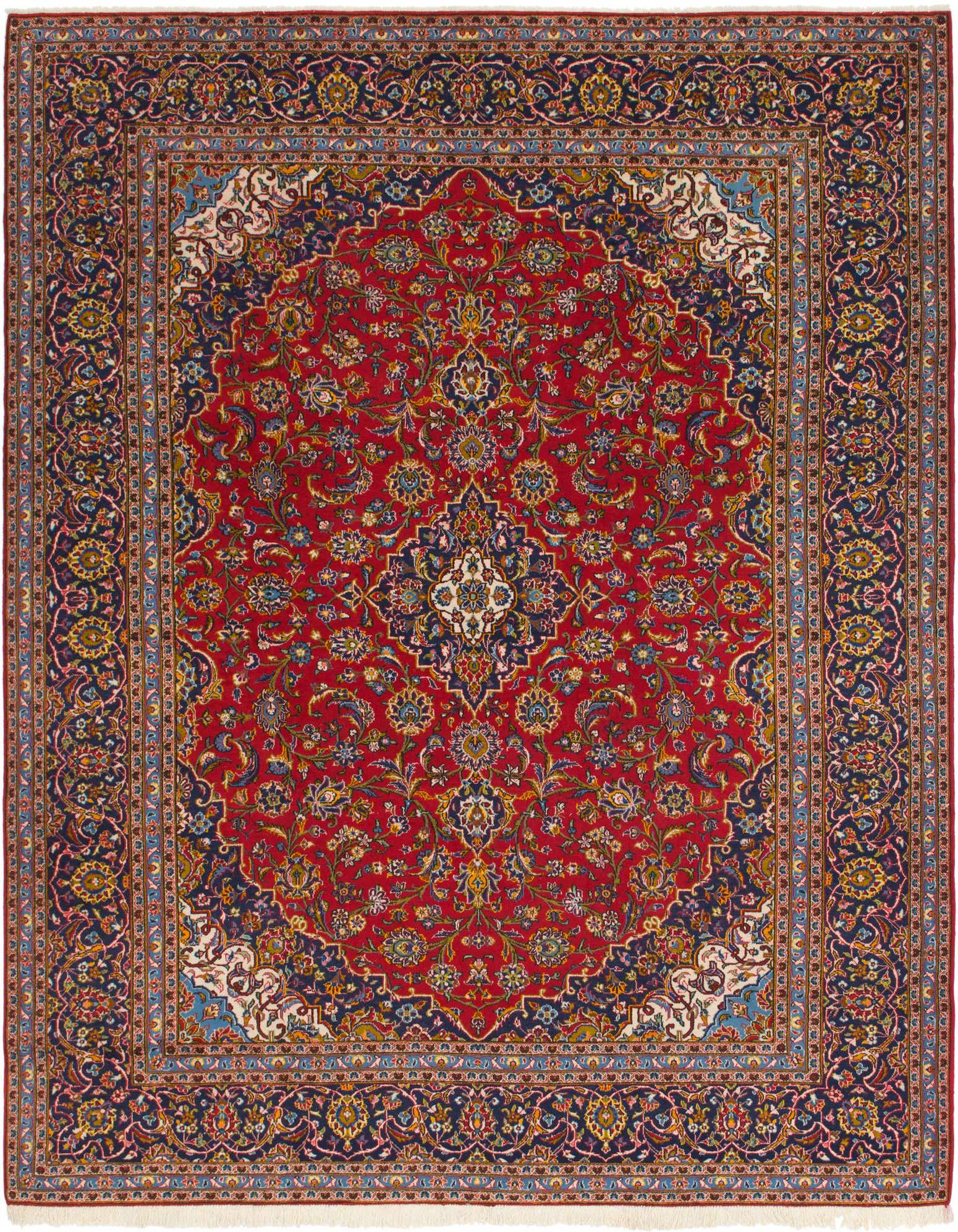 10' x 12' 8 Hand Knotted Kashan Persian Wool Rug