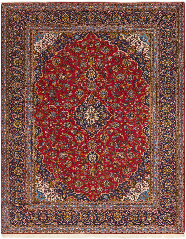 Detail image of 10' x 12' 8 Hand Knotted Kashan Persian Wool Rug