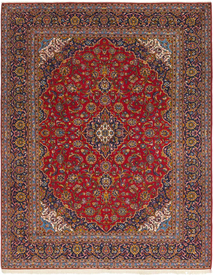 Detail image of 10' x 12' 8 Hand Knotted Kashan Persian Wool Rug
