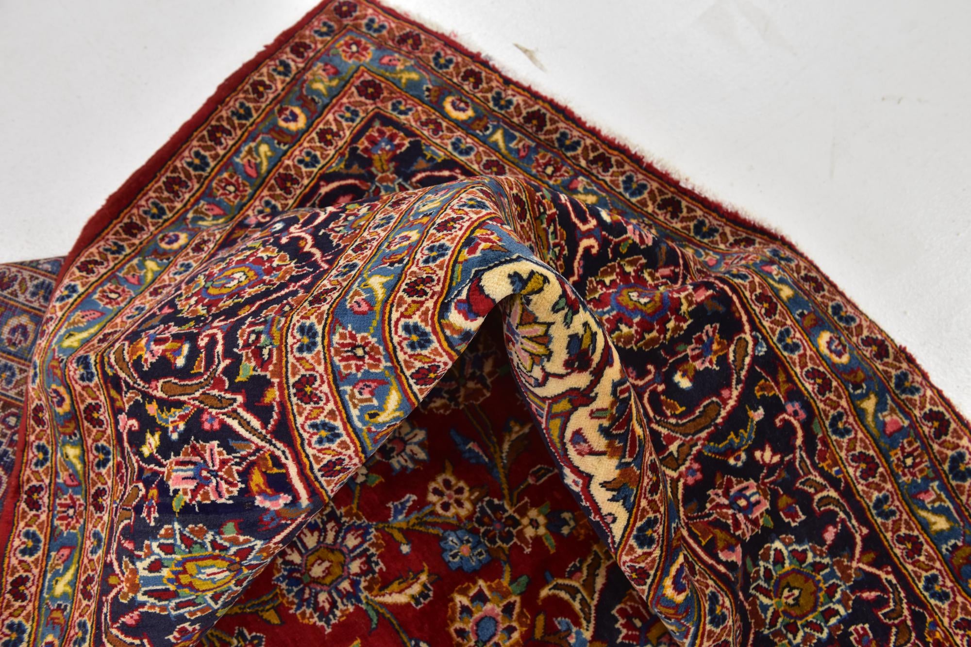 9' 8 x 12' 10 Hand Knotted Kashan Persian Wool Rug