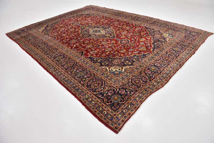 9' 8 x 12' 10 Hand Knotted Kashan Persian Wool Rug