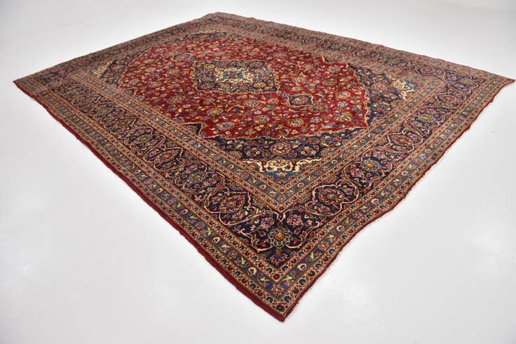 Detail image of 9' 8 x 12' 10 Hand Knotted Kashan Persian Wool Rug
