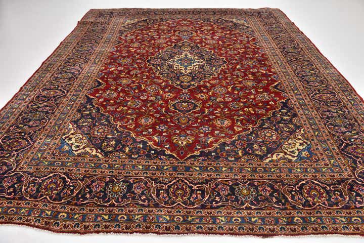 9' 8 x 12' 10 Hand Knotted Kashan Persian Wool Rug