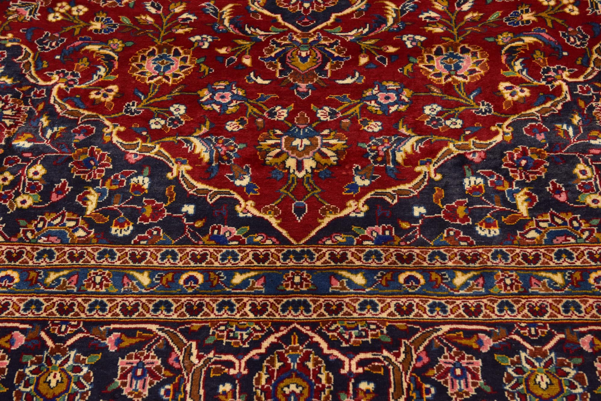 9' 8 x 12' 10 Hand Knotted Kashan Persian Wool Rug