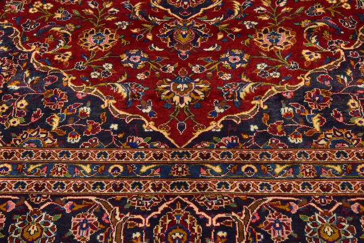Detail image of 9' 8 x 12' 10 Hand Knotted Kashan Persian Wool Rug