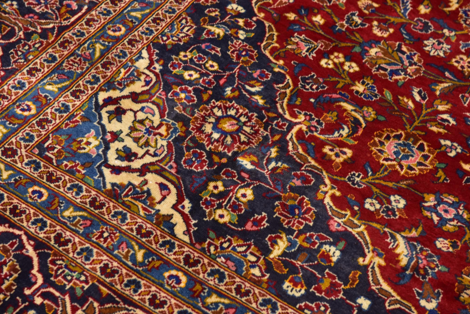9' 8 x 12' 10 Hand Knotted Kashan Persian Wool Rug