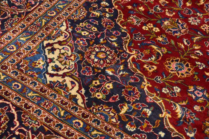 9' 8 x 12' 10 Hand Knotted Kashan Persian Wool Rug