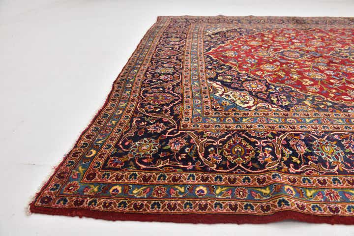 9' 8 x 12' 10 Hand Knotted Kashan Persian Wool Rug