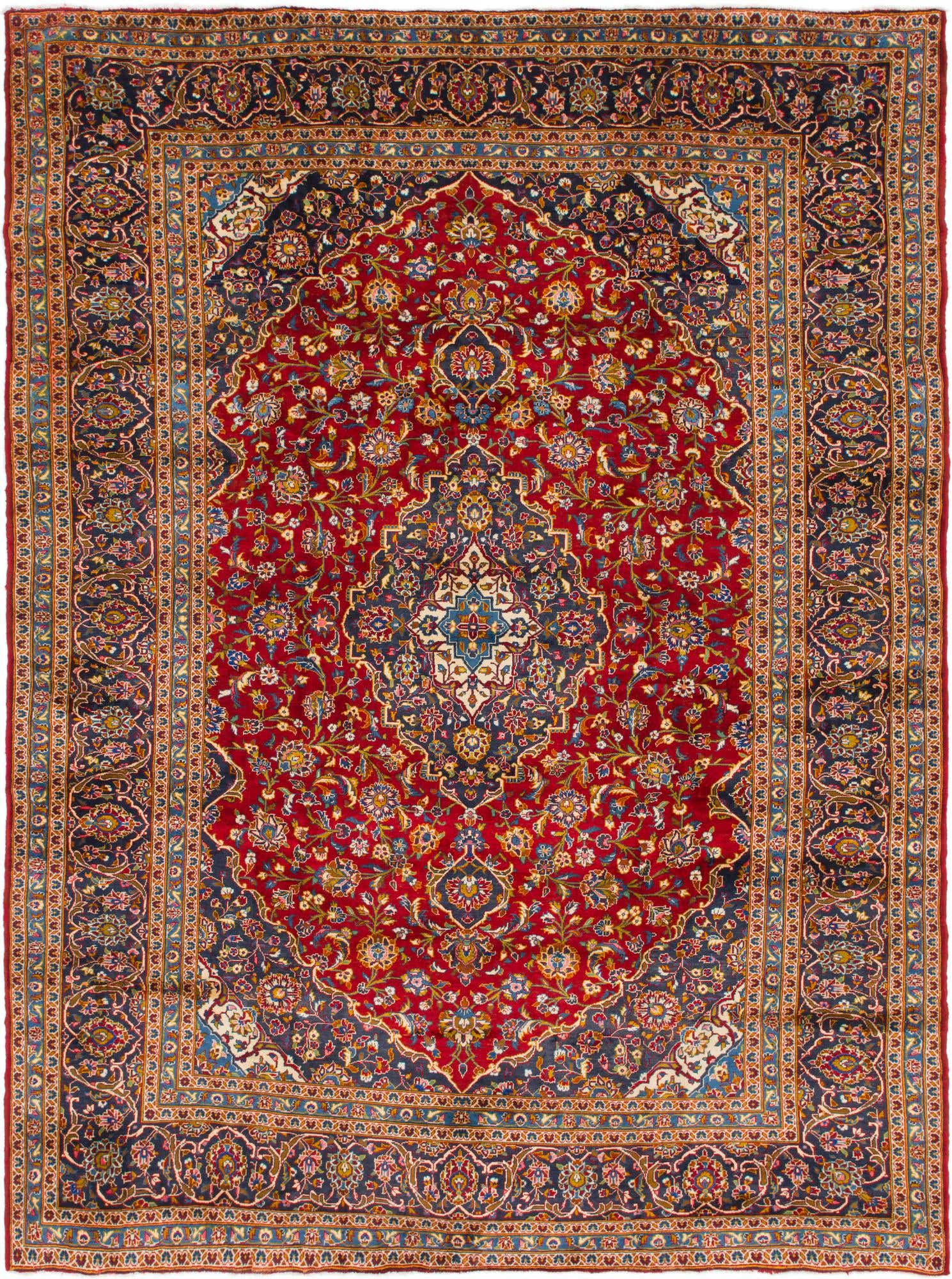 9' 8 x 12' 10 Hand Knotted Kashan Persian Wool Rug