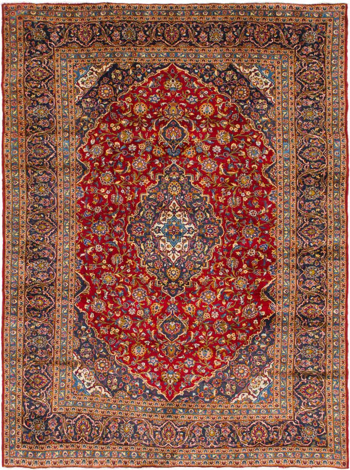 9' 8 x 12' 10 Hand Knotted Kashan Persian Wool Rug